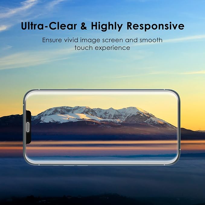 JETech One Touch Screen Protector for iPhone 12 Pro Max 2-Pack | Auto Alignment Installation HD Clear Full Coverage Tempered Glass Bubble-Free Application