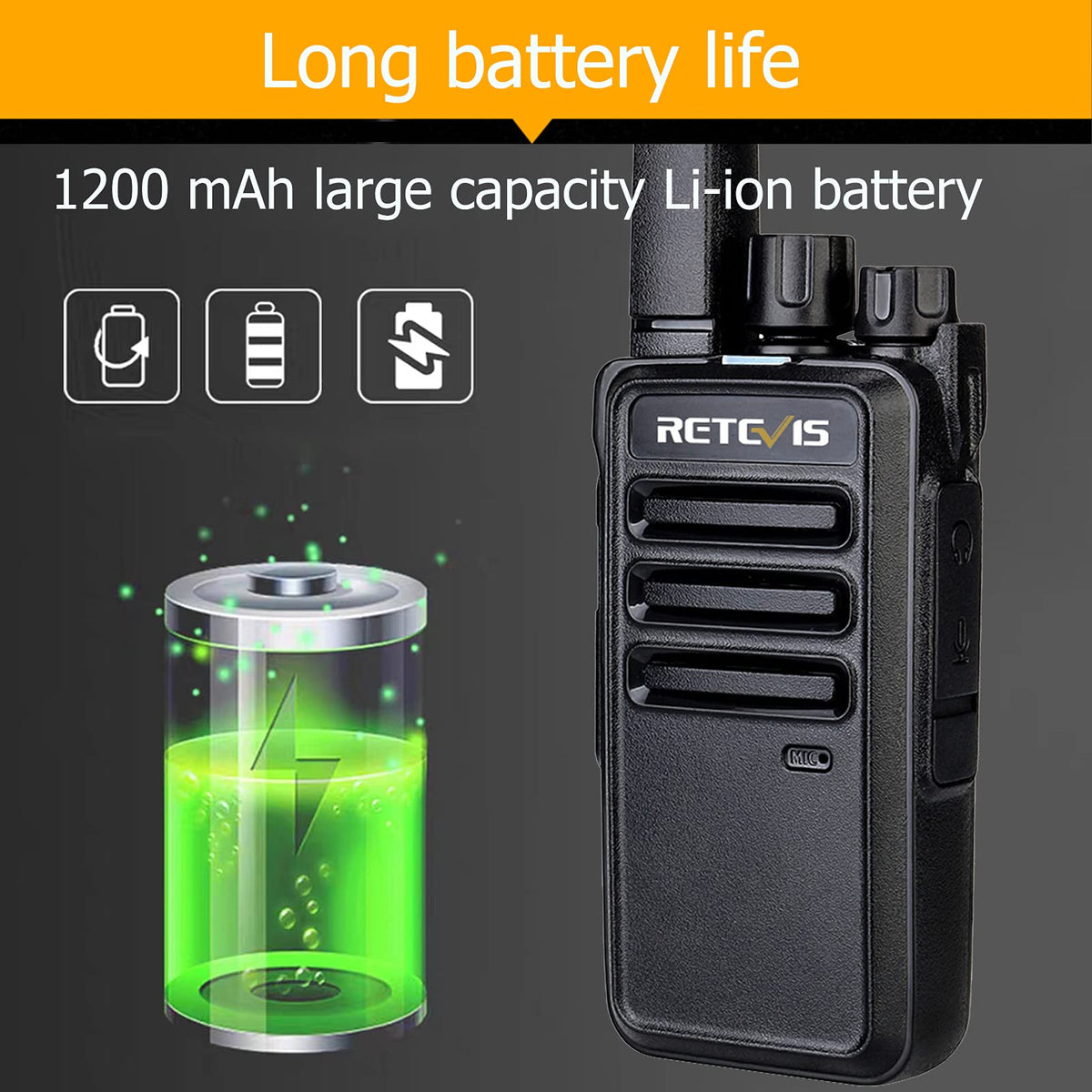 Retevis RT68 Walkie Talkies for Adults, 2 Way Radios Long Range, Hands Free, 1200mAh Battery, Portable Walkie Talkie Rechargeable with USB Charging Base, for Hunting Hiking (4 Pack)