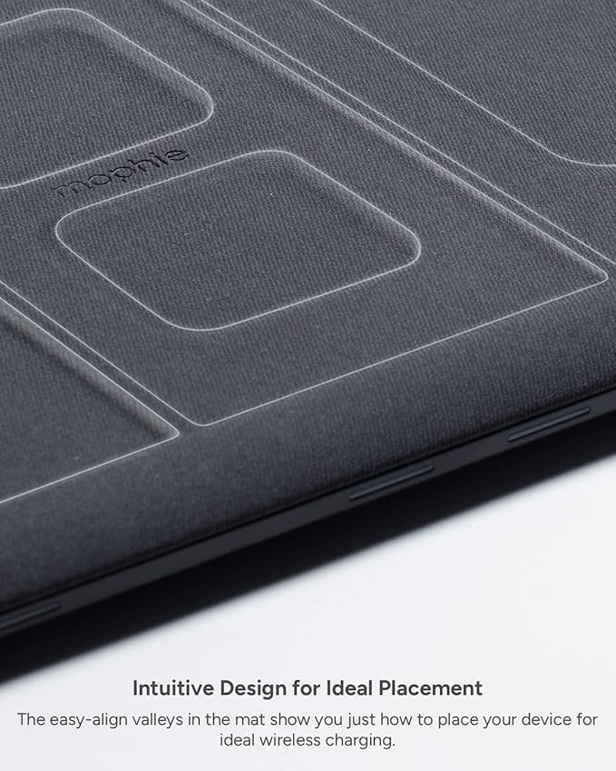 Mophie 4-in-1 Wireless Charging Mat for Apple iPhone, AirPods & Watch, Samsung Galaxy, Google Pixel, and All Qi-Enabled Devices, Additional USB-A Port, Intuitive Design, Includes Apple Watch Stand