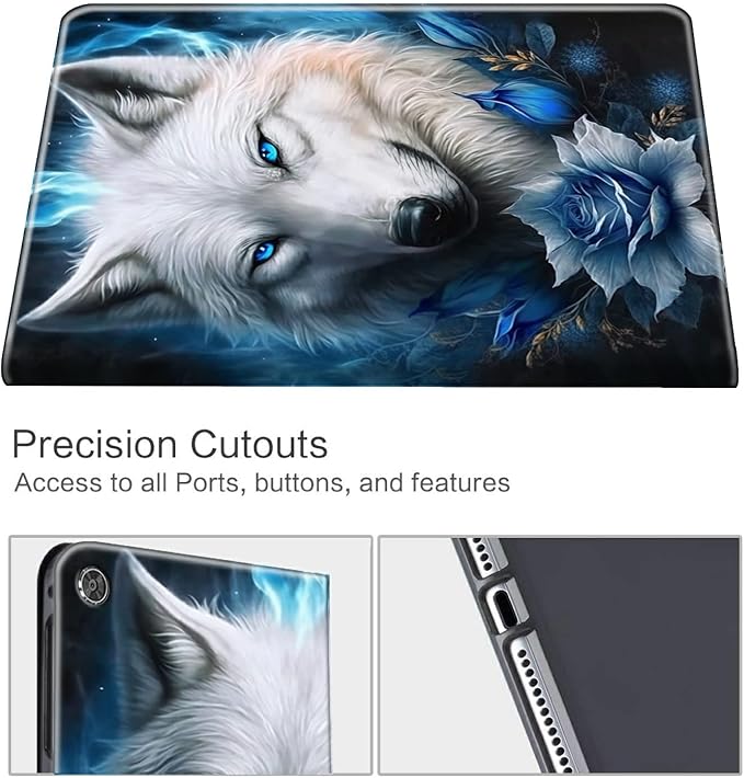 for 10.1 Amazon Fire HD 10 Tablet (13th Generation 2023 Release)PU Leather Multi-Angle Anti Slide Stand Cases with Auto Wake/SleepAnimals Dog Paws Galaxy