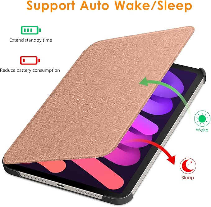 DTTO Case for iPad mini 7 (A17 Pro) 2024 iPad mini 6th Generation 2021 Fabric Texture Hard Back Cover iPad mini 7/6 Case 8.3 Inch with Auto Wake/Sleep Support Apple Pencil Charging Light Blue