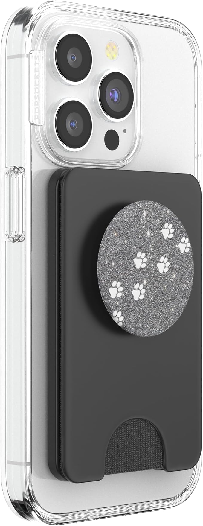 Silver Paw Print Tracks Dog Cat Mom White Cute PopSockets Adhesive PopGrip