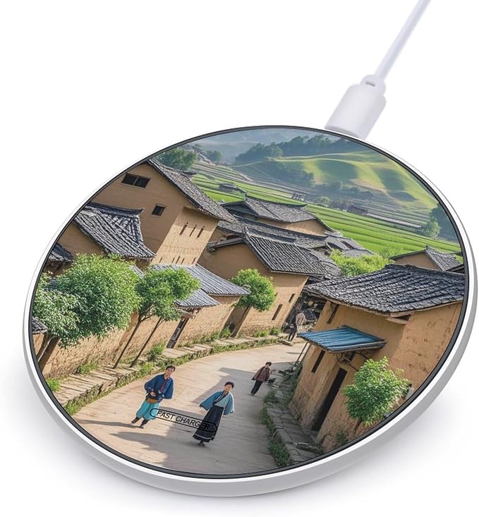 Ancient Town Wireless Charger Portable 10W Fast Wireless Charging Pad Compatible with Phone Ultra-Thin Charging Station Lightweight Charger Mat for Travel Home Office Desk