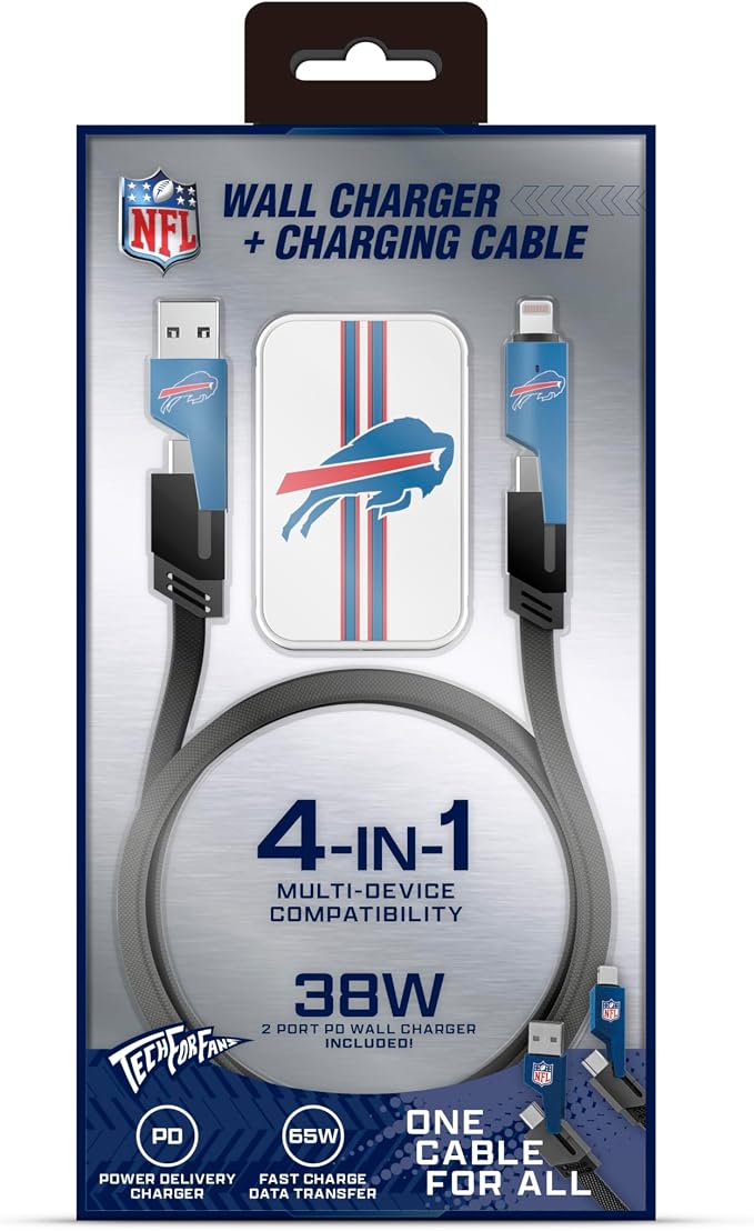 SOAR NFL Slim Wall Charger and 4 In 1 Multi Charging Cable