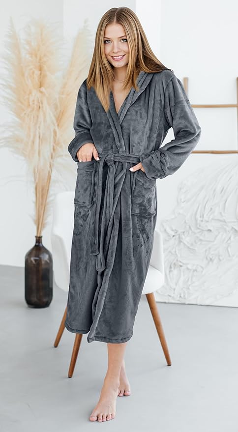 NY Threads Premium Womens Robe, Plush Fleece Long Bath Robe for Women, Fluffy Soft Women's Bathrobe