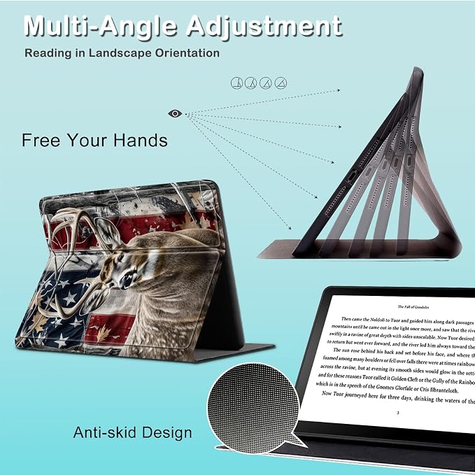 for 6 Kindle 2024 and 2022 (11th Generation) Case Slim Lightweight Smart Cover Case with Auto-Wake/Sleep for Kindle 2024Bald Eagle Flag