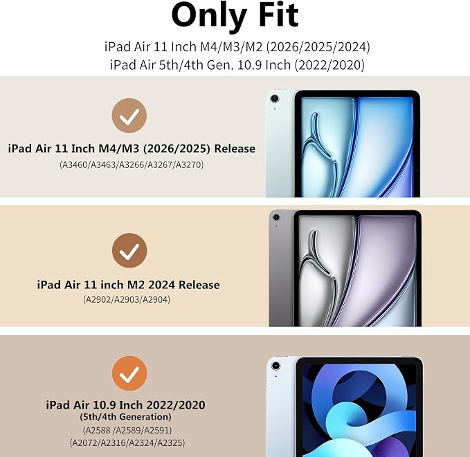 TiMOVO Magnetic Case for iPad Air 11 M4/M3/M2 Air 5th/4th Gen Black | Smart Folio Magnetic Slim Trifold Stand Protective Cover Auto Wake/Sleep