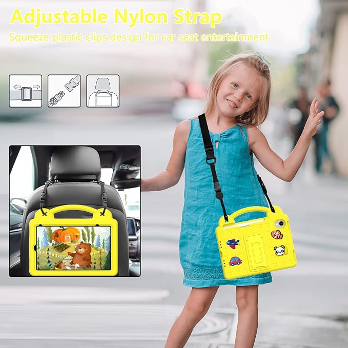 YRH for iPad mini A17 Pro Case 2024/iPad Mini 6 Kids Case 2021EVA Shockproof Cover for iPad mini 7th/6th Generation 8.3-inch with Stand Handle Strap Green