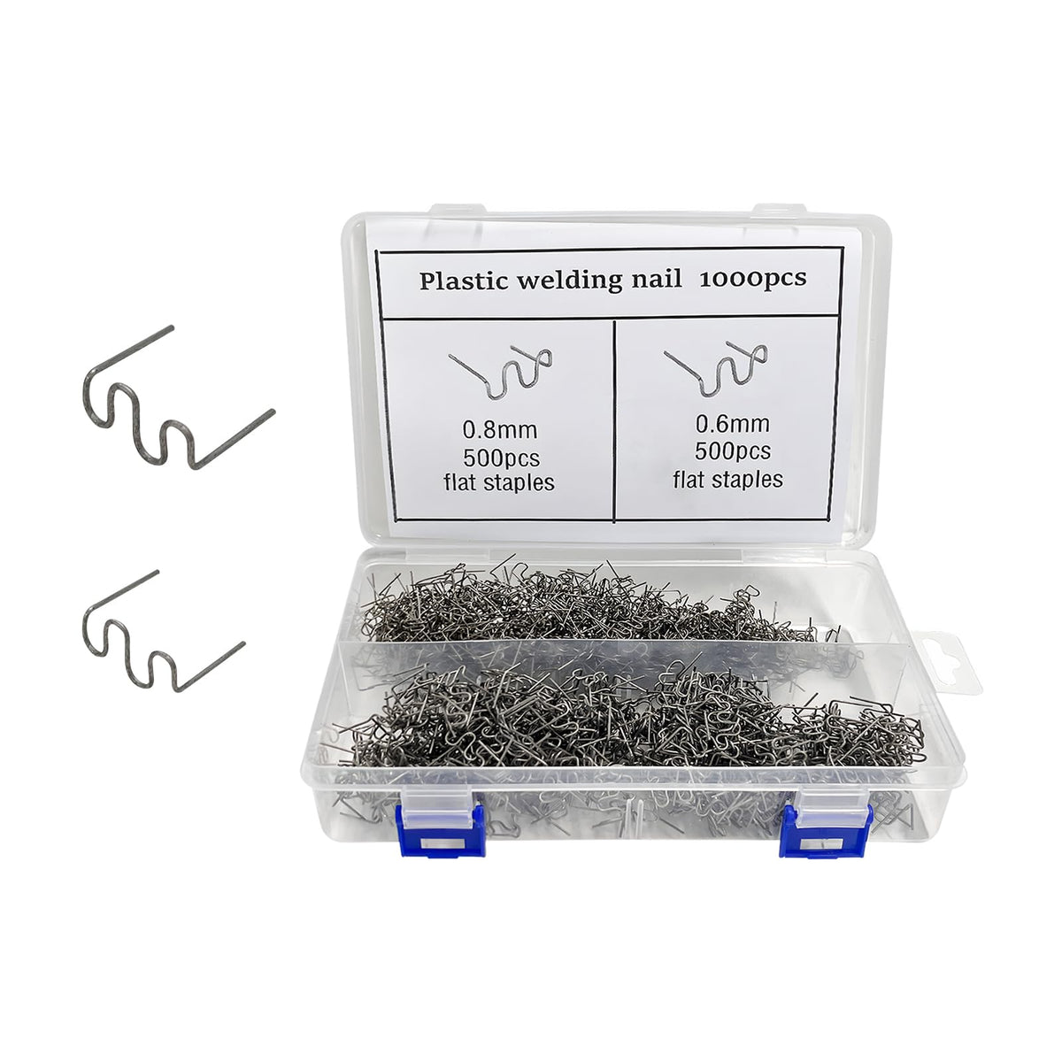 Gasedin 1000 PCS Hot Staples Bumper Welding Rods, 0.6mm 0.8mm Bumper Repairing Plastic Welding Kit, Metal Wave Shape Hot Staple Welding Wire for Machine Repair, Car Accessories
