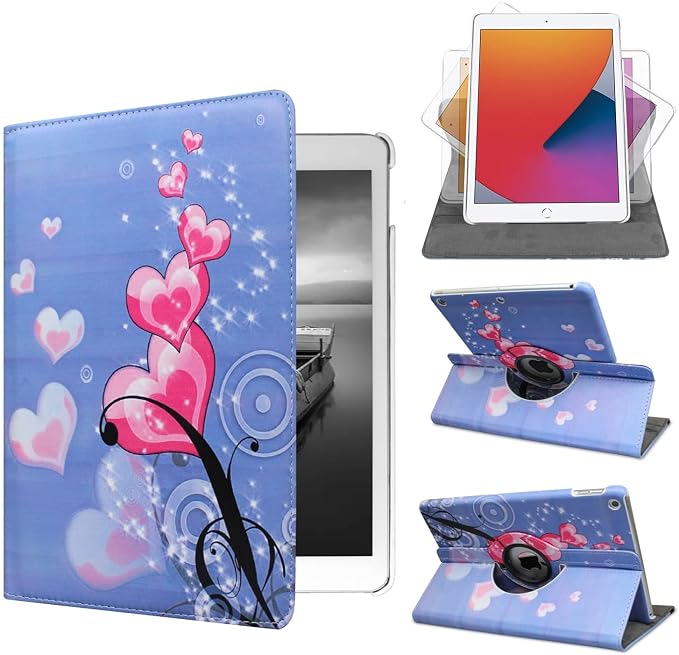 Case for ipad pro 12.9 inch 2nd &amp 1st Generation Old Model 2017/2015 MP6G2LL/A MQDA2LL/A MPLL2LL/A ML0F2LL/A ML3K2LL/A ML0N2LL/A ML0R2LL/A with Rotating Stand Auto Sleep/Wake (Blue)