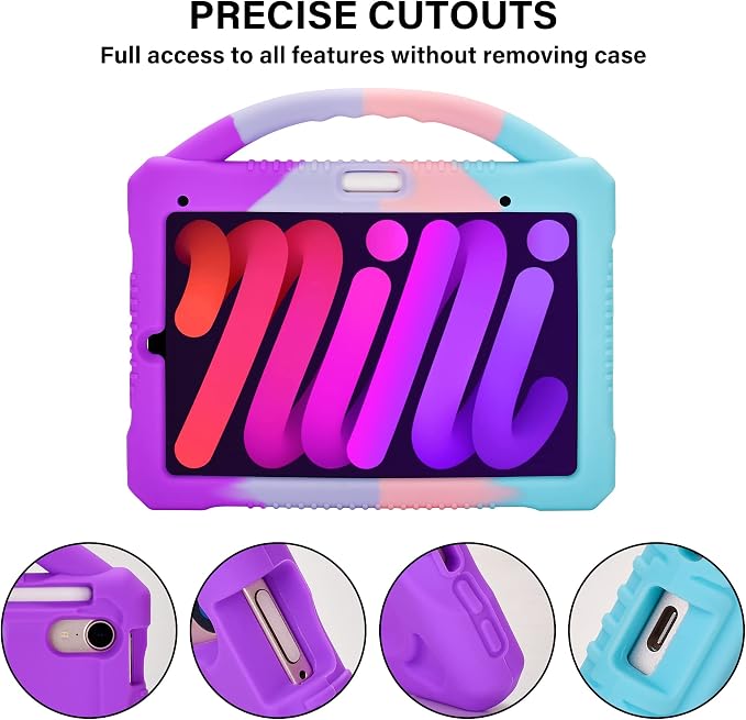 Kids Case for iPad mini 6 2021/Mini 7 2024(A17 Pro)Shockproof Child Protective Cover for Mini 6th/7th Generation Case 8.3 inch (Multicolor)