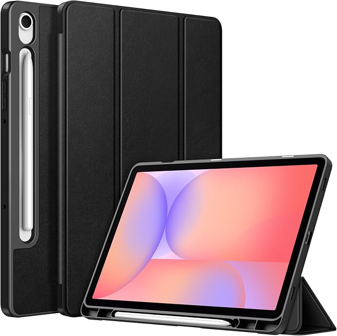 Fintie Slim TPU Case for Samsung Galaxy Tab S10 Lite/S10 FE/S9 FE 5G 10.9 | Tri-Fold Viewing Stand Full Protection S Pen Holder Auto Sleep Wake Black