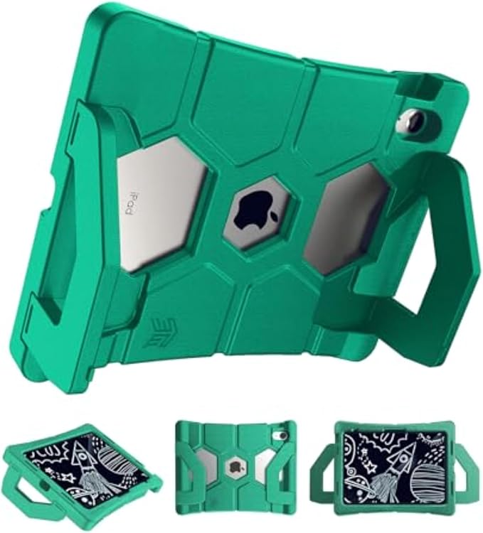 STM Goods Duxling iPad (A16/10th Gen) Case for Kids - Ultra-Protective Two-Handle Design Allows for Easy Carry and Functions as a Multi-Angle Stand - Ideal for Parents Teachers Students - Black
