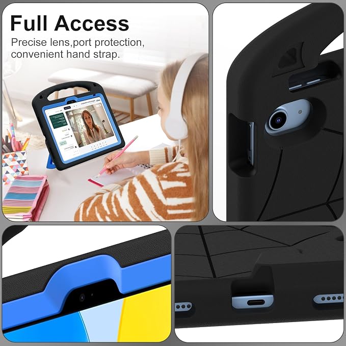 Kids Case for iPad 9th/8th/7th Gen. (10.2-inch 2021/2020/2019) | Shockproof Cover with Built-in Screen Protector and Stand Black
