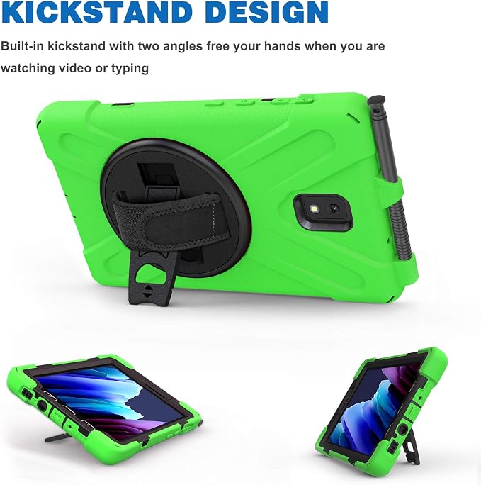 Samsung Galaxy Tab Active3/Active5 8.0 Case with 360 Stand Handle Hand Strap &amp Shoulder Strap for Samsung Galaxy Tab Active5 8 2024 Active3 8 2020 SM-X300/X307/T570/T577 (Black)