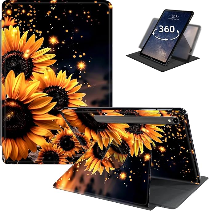for Samsung Galaxy Tab A9 Plus Case 11 Inch 2024 2023 (SM-X210/X216/X218)360 Degree Rotating Smart Cover Case with Auto Sleep/Wake-Beautiful Highland Cow