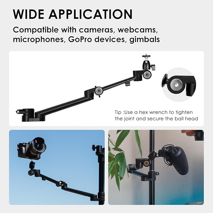 TARION Modular Desktop Camera Mount - 19"/48 cm DSLR Desk Arm with 1/4" Screw Ballhead 360 Degrees Adjustable - Compatible with 35 mm Rods - Titanrig Arm Z