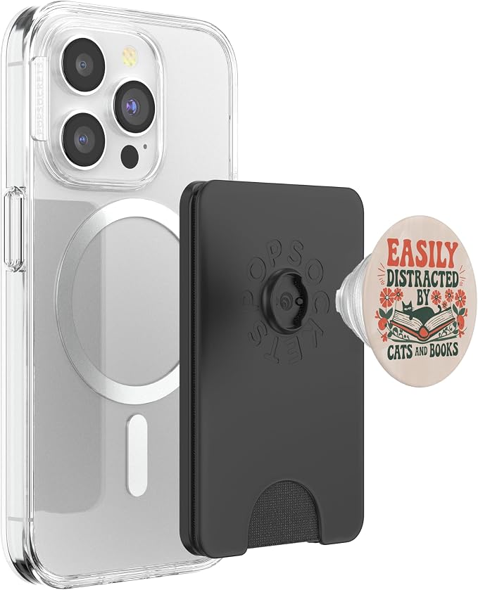Groovy Cat &amp Book Lover Funny Retro Design PopSockets Adhesive PopGrip
