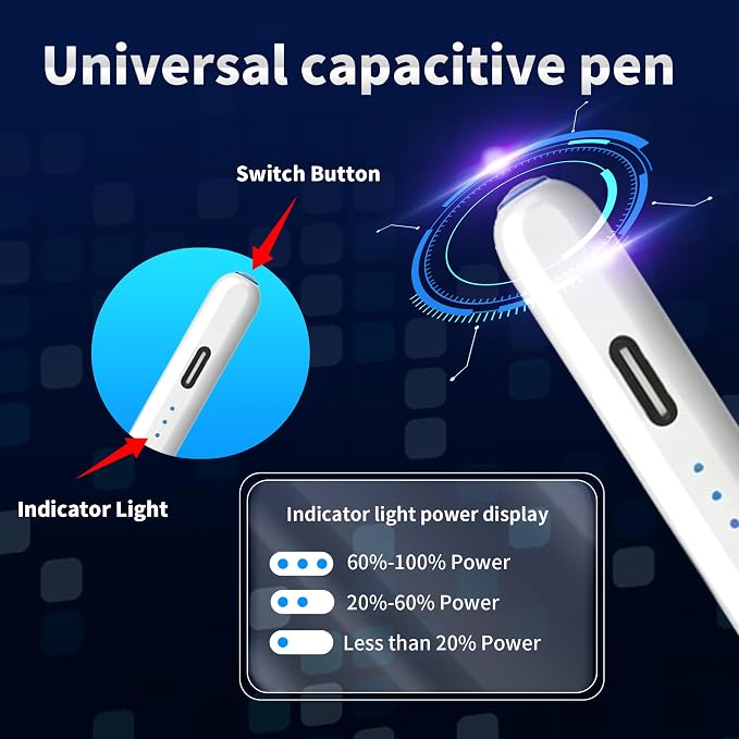 Stylus Pen Android for AMZ Tablet HD 10/Max 11 Compatible with Samsung/LenovoAccurate， Push-Button Switch On/OffLong Battery Life+2Tips(NW Black)