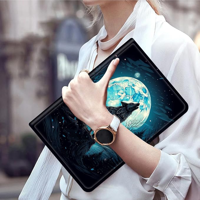 Case for 7 All-New Kindle Paperwhite (12th Generation 2024) and Kindle Colorsoft Signature Edition CoverSlim PU Leather Smart Cases with Auto Wake/Sleep-Black Cat Night Sky