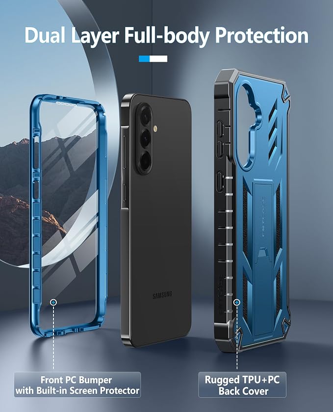 FNTCASE for 11 Pro XL Case Rugged Kickstand 2 Front Frames Black | Built-in Screen Protector 20FT Military-Grade Drop Protection Rugged Heavy Duty Shockproof Full Body Protective Cover