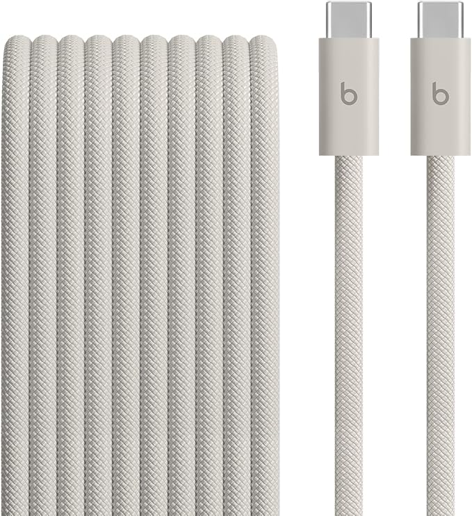 Beats 240W USB-C to USB-C Braided Cable Fast Charging Durable/Tangle Free Compatible with Apple and Android Devices (3 m/10 ft) – Bolt Black