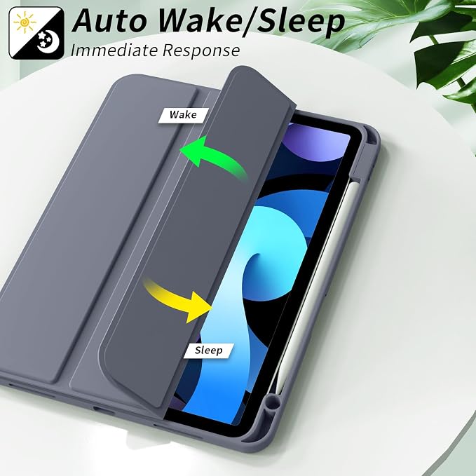 kenke Case for iPad Air 11-inch M4/M3/M2 (2026/2025/2024) iPad Air 5th/4th Generation (2022/2020) 10.9-inch Auto Sleep/Wake Slim Trifold Smart Cover with Pencil Holder Soft TPU Back Black