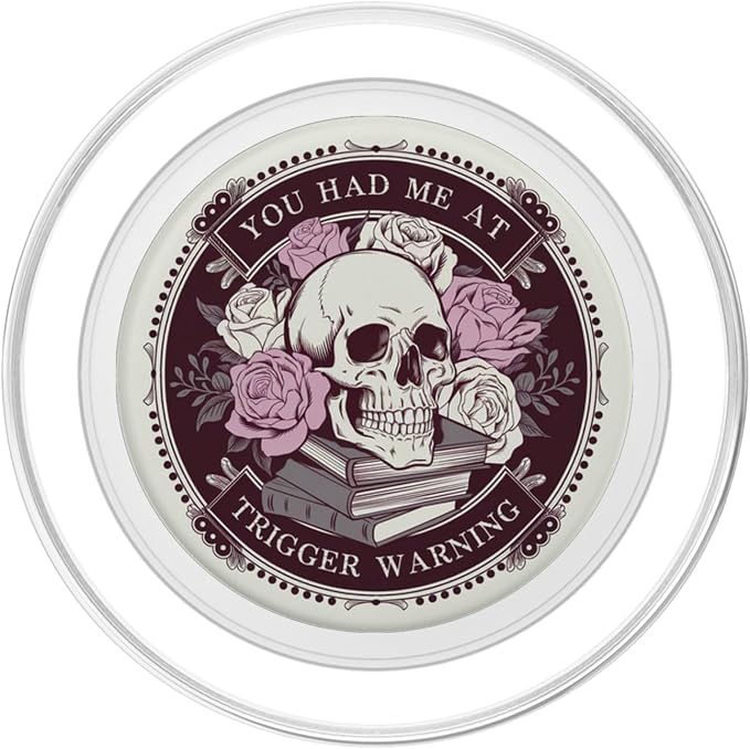 Librarian Skeleton Trigger Warning Book Reading Lover Floral PopSockets Adhesive PopGrip