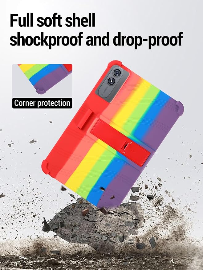 for TABWEE T60 Pro (13.4 Inch) Android 16 Tablet Protective case Shockproof Lightweight Silicone Protective Cover with Stand Child-Friendly Protection Easy to Clean Design Black.