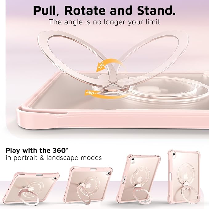 Dteck for Apple iPad 11 inch (A16 11th Gen) iPad 10.9 inch (10th Gen) Slim Clear Case with Kickstand Pencil Holder Reinforced Shockproof Corners Soft TPU Lightweight Protective Cover Transparent