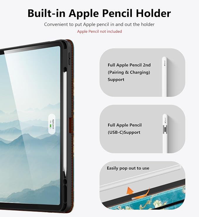 DTTO for iPad Pro 12.9 6th/5th/4th Gen Case (2022/2021/2020) Black | 360 Degree Rotating Premium Faux Leather Folio Stand Cover with Pencil Holder for iPad Pro 12.9 3rd Generation Case 2018