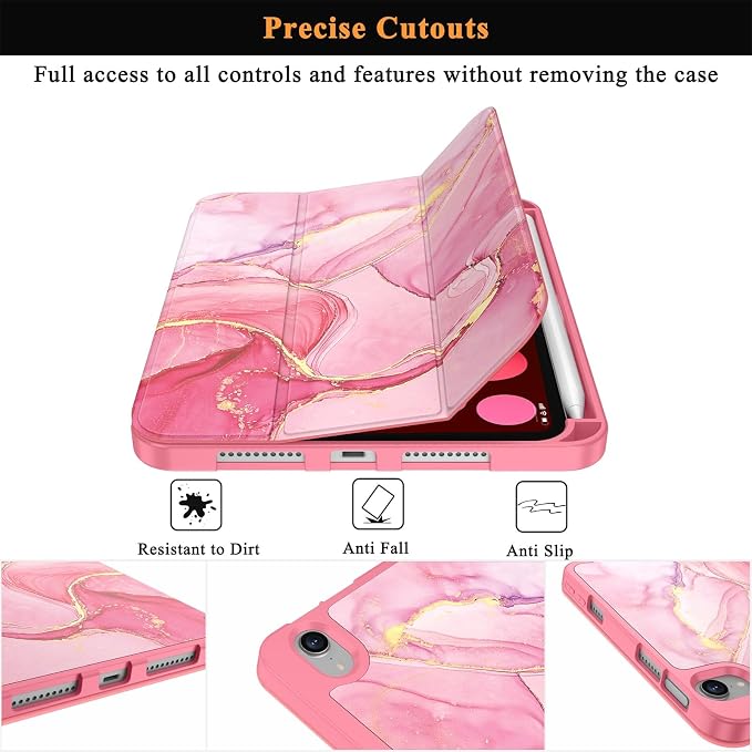 Soke Case for iPad mini (A17 Pro) 7th/ 6th Generation (Book Wine) | Built-in Apple Pencil Slot fit iPad Mini 2024 and 2021 8.3 inch Auto Sleep/Wake