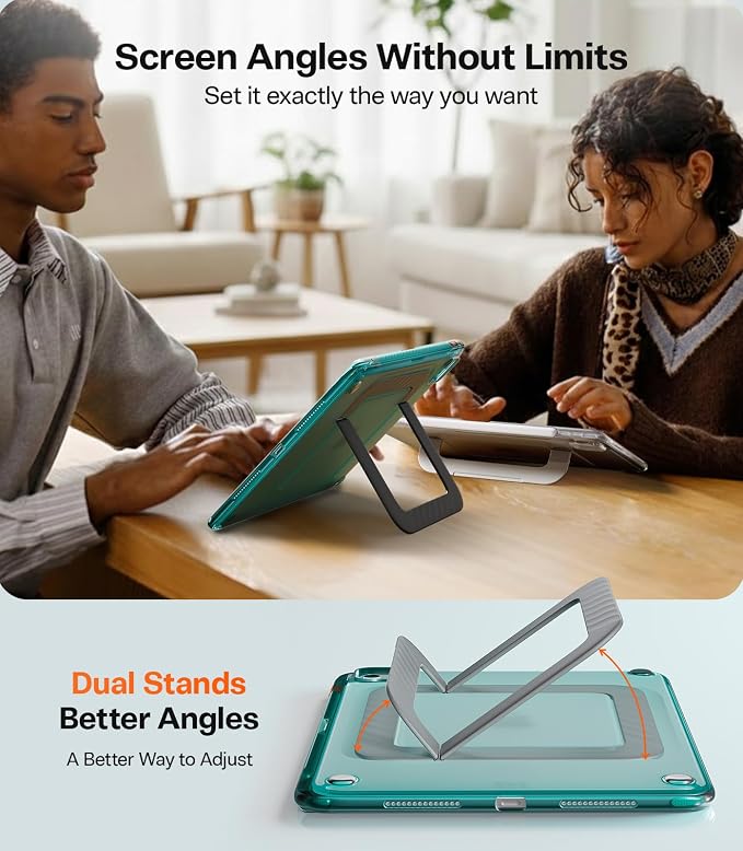 TORRAS Ostand K3 Neo for iPad Air 11 Inch Case (M4 2026 M3 2025 M2 2024) Viewing Angles AdjustableUltra Stable Stand Shockproof Protective Slim Kickstand Case with Pencil Holder Glacier Sprint