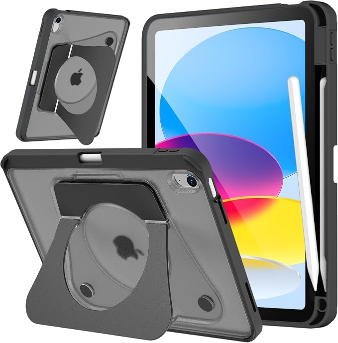 Case for iPad Air 11-inch (M4 2026/ M3 2025/ M2 2024) &amp 10.9-inch (5th/ 4th Gen) 2022/2020Dual Metal Foldable Stand Any Angle Support with Pencil Holder (Black)