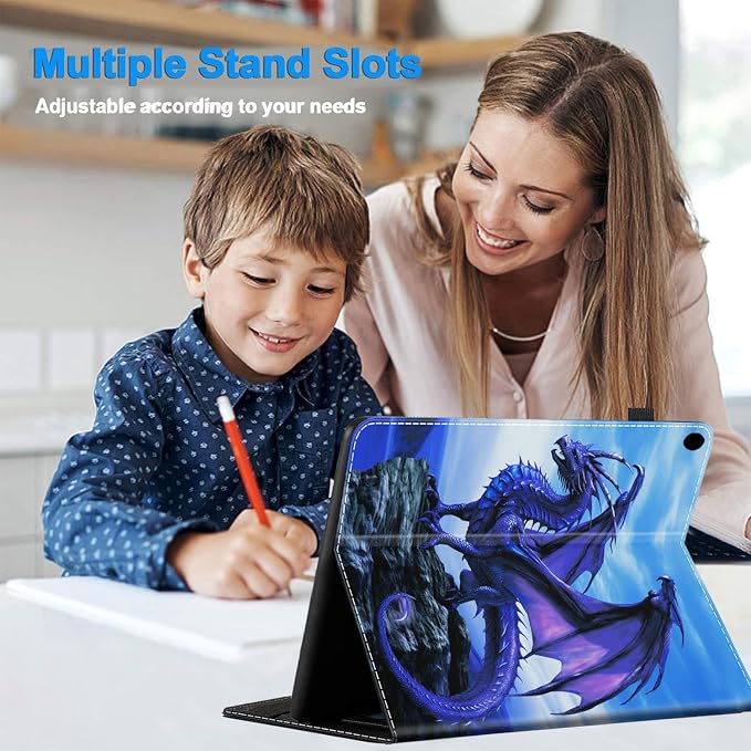 Case for 7 All-New Kindle Paperwhite 12th Gen 2024 &amp Kindle Colorsoft Signature Edition (2024 Release) PU Leather Folio Cover with Auto Wake/Sleep ，Blue Dragon