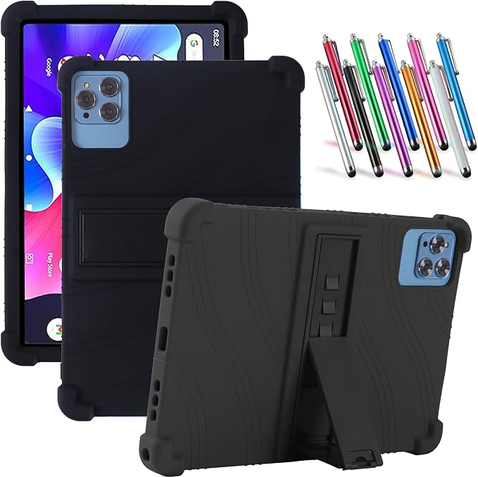 Case for BYYBUO A10_L 10.1 inch Tablet - Lightweight Silicone Stand Case Cover + 1 Random Color Stylus (Black)