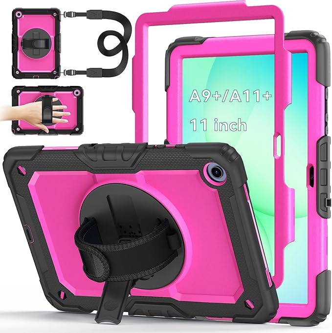 Case for Samsung Galaxy Tab A11+ Plus 11 Inch Ubearkk for Galaxy Tab A9+ Plus Case Full-Body Drop Protection Cover with Screen Protector 360° Rotating Stand and Hand/Shoulder StrapBrightblue