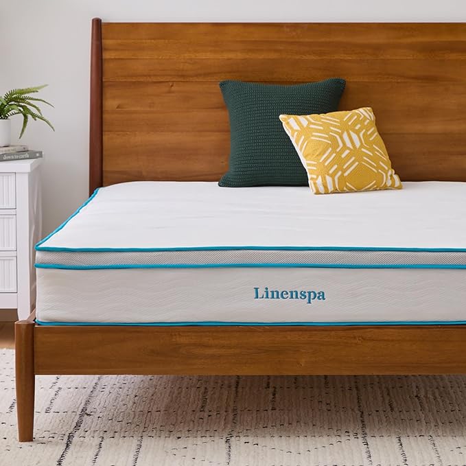 Linenspa 10 Inch Memory Foam and Spring Hybrid Mattress - Medium Feel - Bed in a Box - Quality Comfort and Adaptive Support - Breathable - Cooling - Perfect for a Guest Bedroom - King Size