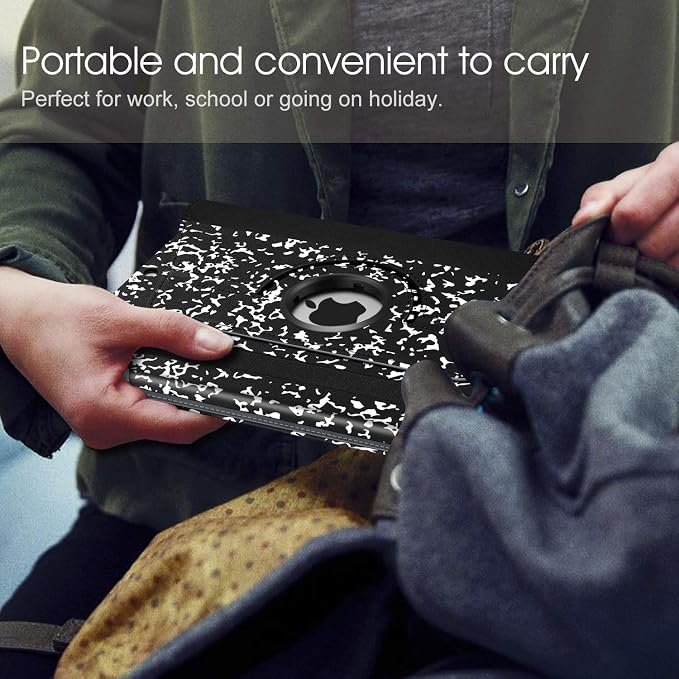 Fintie 360° Rotating Case for iPad 9th / 8th / 7th Generation 10.2 Inch | Swivel Stand Portrait &amp Landscape Viewing Shockproof Cover with Pencil Holder Auto Wake/Sleep Aqua Wave