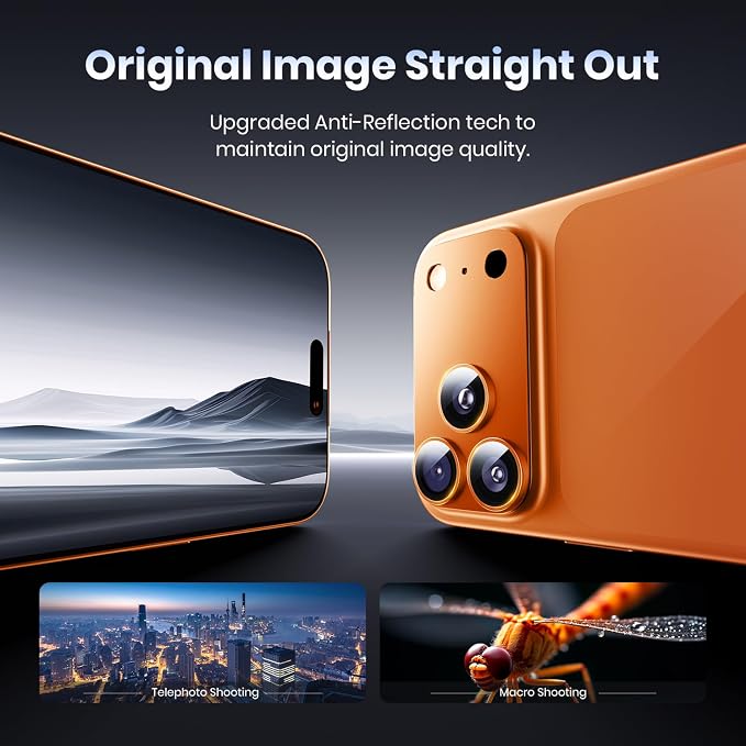 for iPhone 17 Pro Camera Lens Protector - 12FT Shatterproof | Military Grade Protection Strong Adsorption 9H+ Tempered Glass Camera Screen Full Protective Cover Case Friendly Black