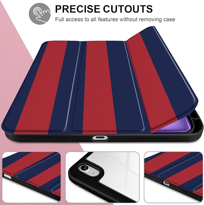 Case for iPad (A16) 11th Generation 11 inch 2025 /iPad 10th Gen 10.9 2022 - Aesthetic Cute Preppy Design Trifold Cover with Soft TPU Bumper Clear Back Auto Sleep/Wake Waves