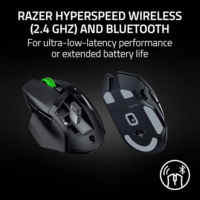 Razer Basilisk V3 X HyperSpeed Gaming Mouse - Optical - Wireless - Bluetooth/Radio Frequency - 2.40 GHz - Black - USB - 18000 dpi - 7 Button(s) - 7 Programmable Button(s) - Right-handed - 1 x AA Batte