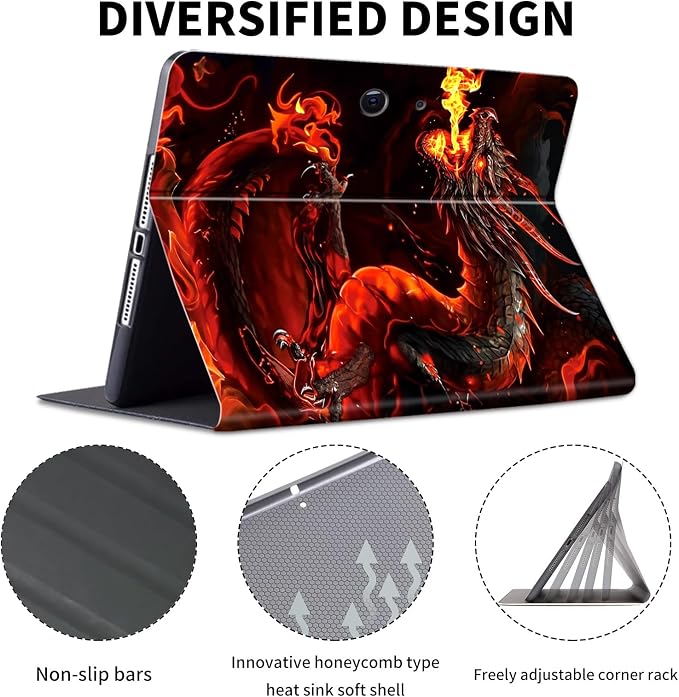 Case for Microsoft Surface Pro 11/10 / 9 13 InchPU Leather Cute Slim Folio Adjustable Stand Cover Case for Surface Pro 11th Edition AIArt Red Dragonfly