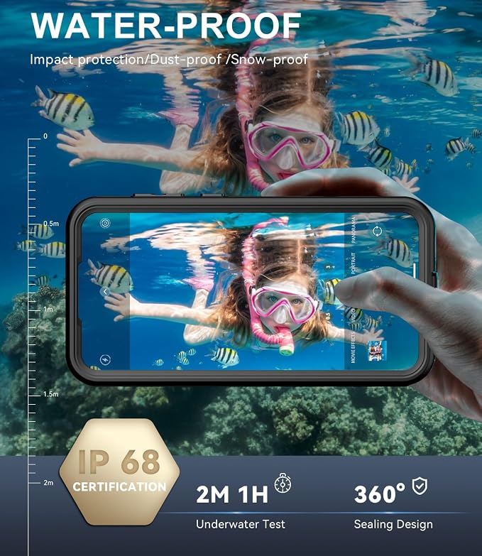 for Samsung Galaxy A16 5G Case IP68 Waterproof Built-in Screen Protector [Full Body Shockproof] Dustproof Underwater Protective Phone Case for Samsung A16 5G (Black)