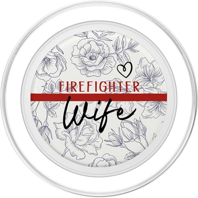Vintage Floral Firefighter Wife Thin Red Line Flag Heart PopSockets Adhesive PopGrip