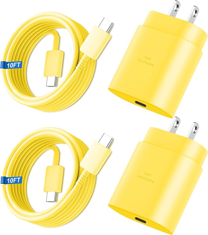 Super Fast Charger Type C 25W USB C Wall Charger Fast Charging for Samsung Galaxy S26 Ultra/S26/S26+/S25 Ultra/S25/24 Ultra/S24/S23 Ultra/S22 Ultra with 10FT Long Android Type C Charger Cable 2Pack