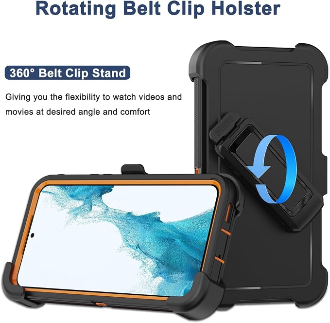 for Samsung Galaxy S22 Plus Case with Belt Clip Holster 2X Screen Protector [Military Grade Protection] Heavy Duty Full Body Shockproof Rugged Protective Cover for Samsung S22 Plus 5G Black