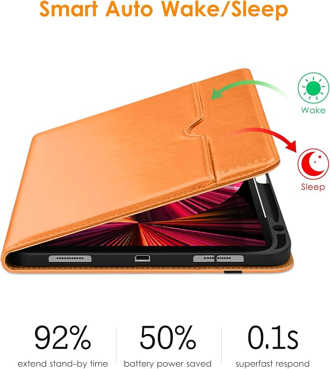 DTTO Case for iPad Pro 11 Inch 4th / 3rd / 2nd / 1st Generation 2022/2021/2020/2018Premium PU Leather Folio Stand Cover with Hand Strap Auto Wake/SleepMultiple Viewing Angles Black