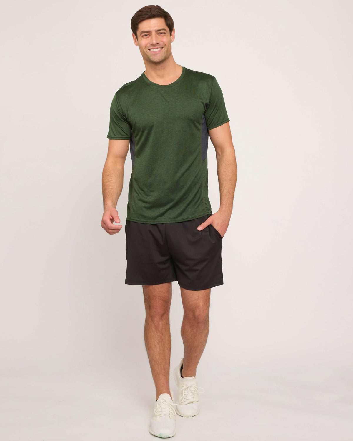 Real Essentials 5 Pack: Men's Dry-Fit Short Sleeve Crew Neck T Shirts Fitness Running Gym Workout Cool Exercise Athletic Tee, Set 5, Large