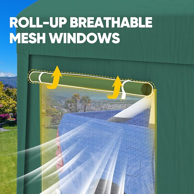 Quictent 10x20 ft Heavy Duty Carport Galvanized Car Canopy Tent Outdoor Garage Boat Shelter with Reinforced Structure with Roll-up Ventilated Windows Sidewall - Green